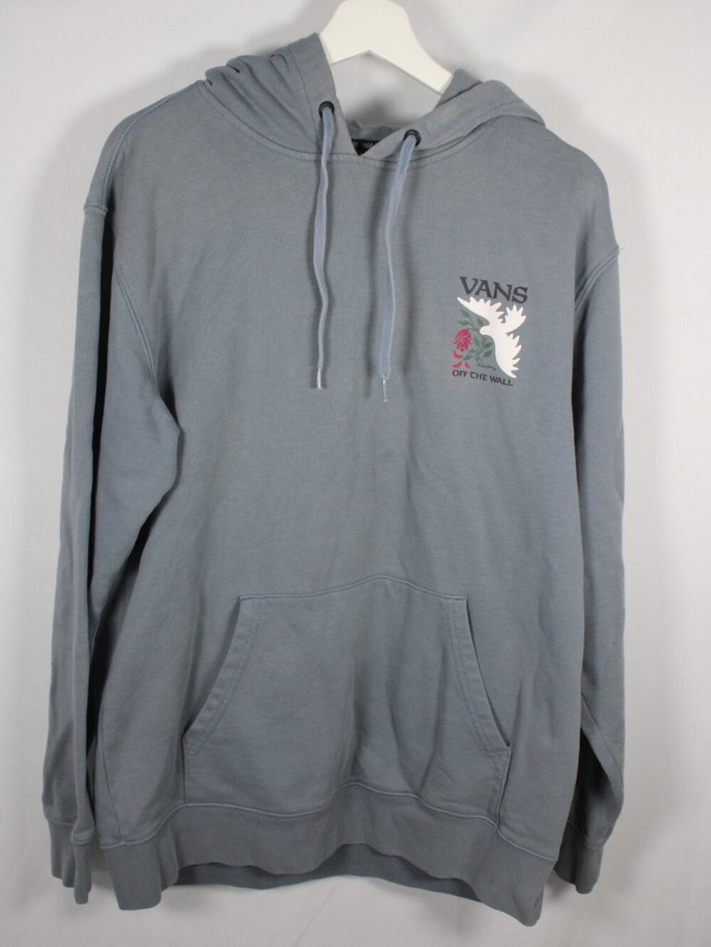 Vans Off The Wall Pull Over Hoodie Sweatshirt Blue Sz Medium Hooded Flower Bird